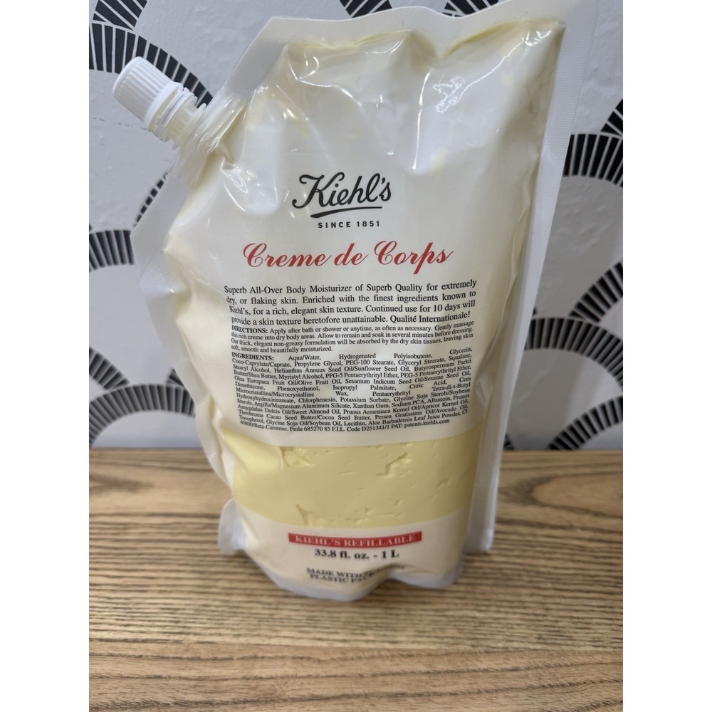 Kiehl's Creme de Corps Body Lotion REFILL 33.8 Oz 1 Liter JUMBO Moisturizer